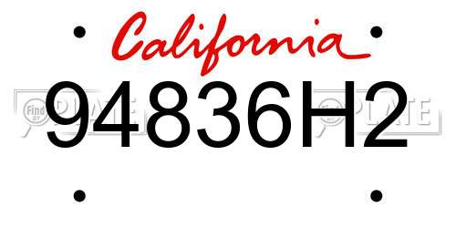 94836H2 California License Plate