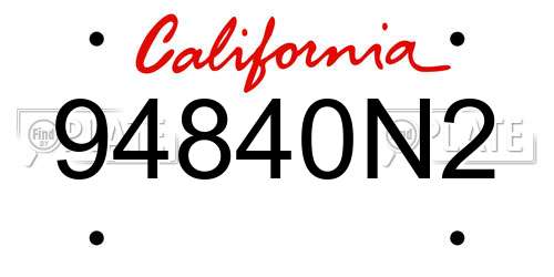 94840N2 California License Plate
