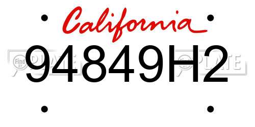94849H2 California License Plate