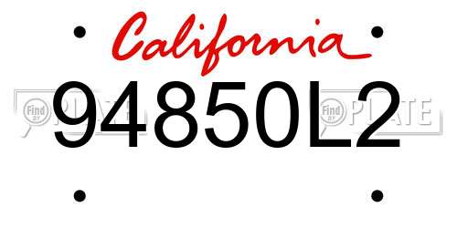 94850L2 California License Plate