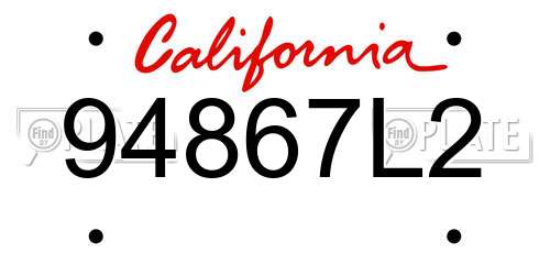 94867L2 California License Plate
