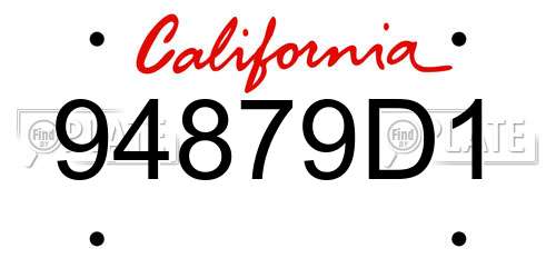 94879D1 California License Plate