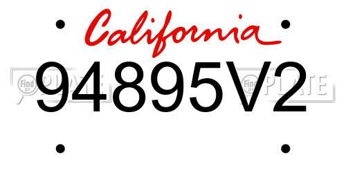 94895V2 California License Plate