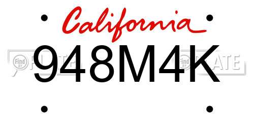 948M4K California License Plate