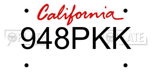948PKK California License Plate
