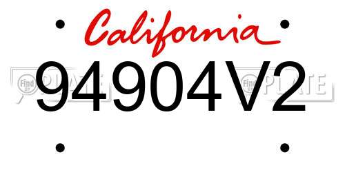 94904V2 California License Plate