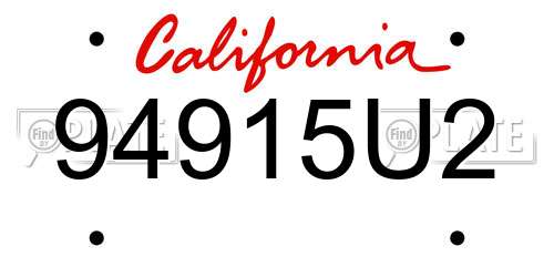 94915U2 California License Plate