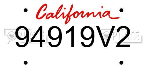 94919V2 California License Plate