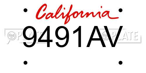 9491AV California License Plate