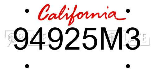 94925M3 California License Plate