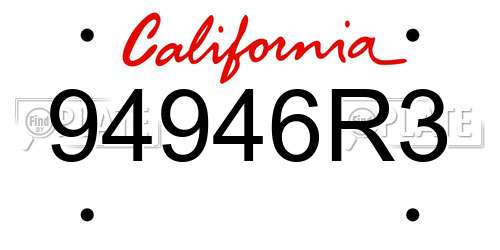 94946R3 California License Plate