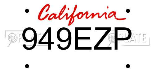 949EZP California License Plate