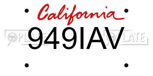 949IAV California License Plate