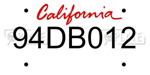94DB012 California License Plate