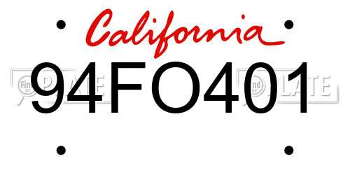94FO401 California License Plate