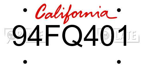 94FQ401 California License Plate
