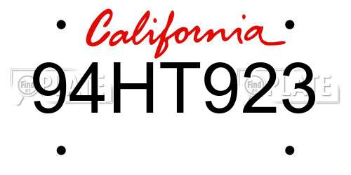 94HT923 California License Plate