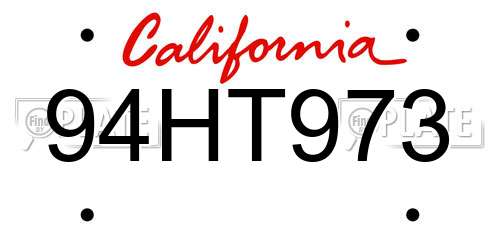 94HT973 California License Plate