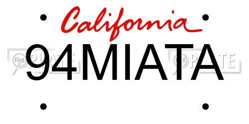 94MIATA California License Plate