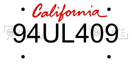 94UL409 California License Plate