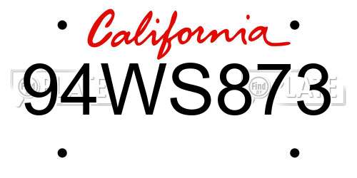 94WS873 California License Plate