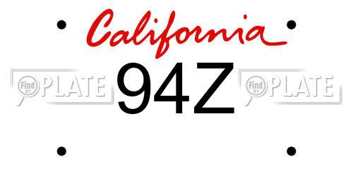 94Z California License Plate