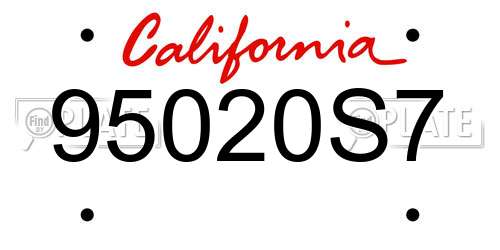 95020S7 California License Plate