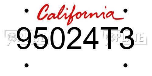 95024T3 California License Plate