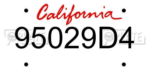 95029D4 California License Plate