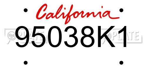 95038K1 California License Plate