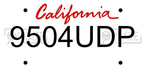 9504UDP California License Plate