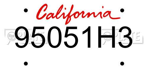 95051H3 California License Plate