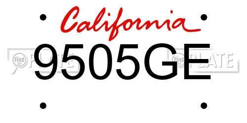 9505GE California License Plate