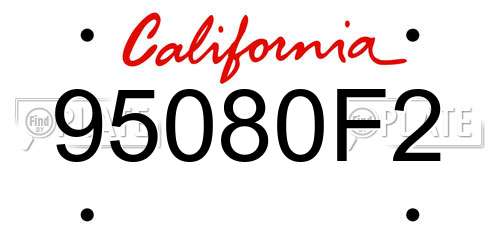 95080F2 California License Plate