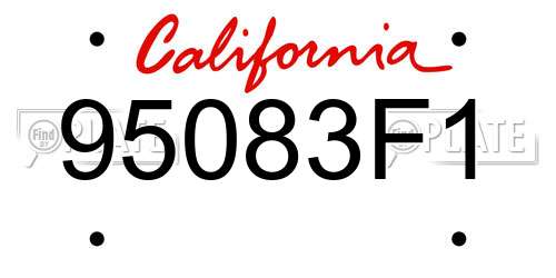 95083F1 California License Plate