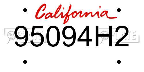 95094H2 California License Plate