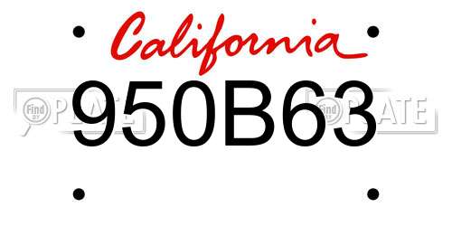 950B63 California License Plate