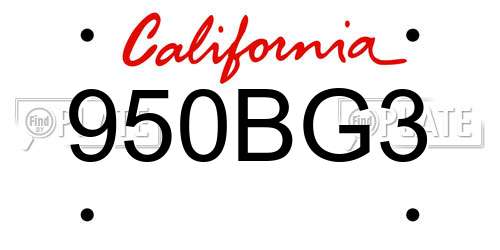 950BG3 California License Plate