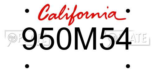 950M54 California License Plate