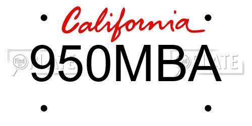 950MBA California License Plate