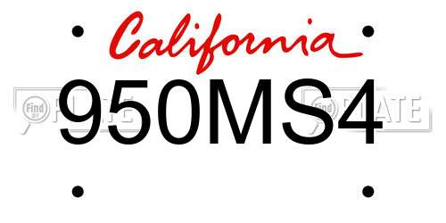 950MS4 California License Plate