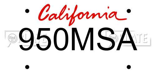 950MSA California License Plate
