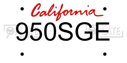 950SGE California License Plate