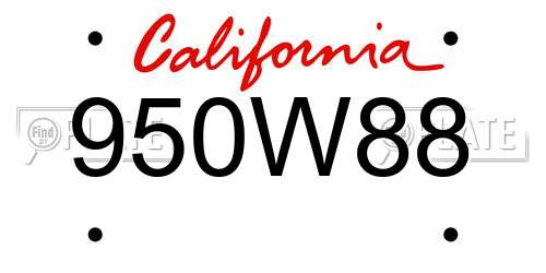 950W88 California License Plate