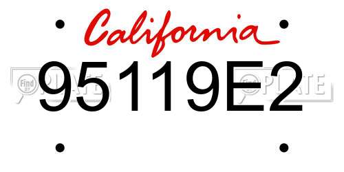 95119E2 California License Plate