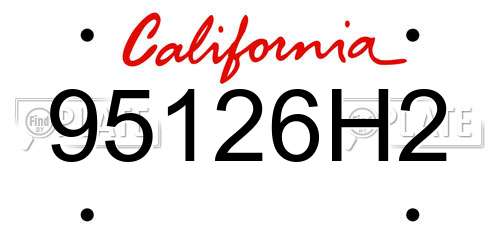 95126H2 California License Plate