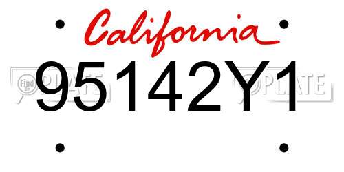 95142Y1 California License Plate