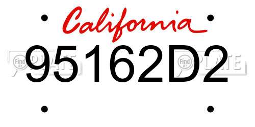 95162D2 California License Plate