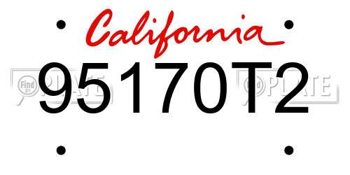 95170T2 California License Plate