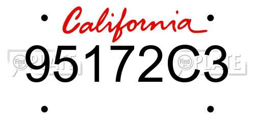 95172C3 California License Plate